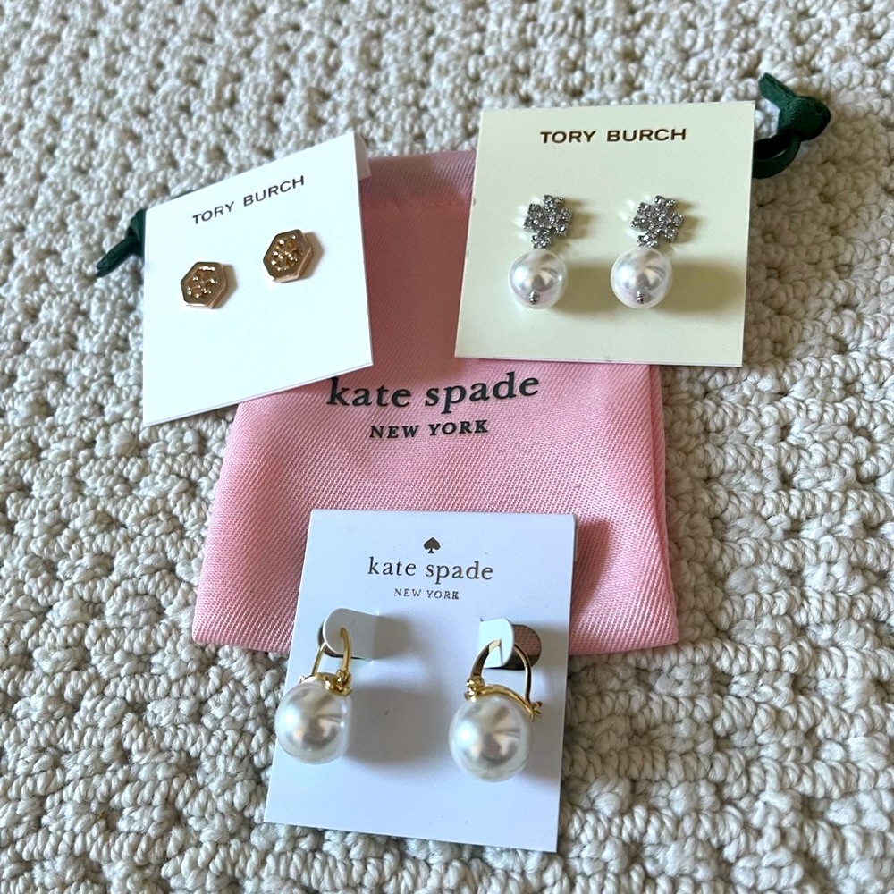 All 3 for $59🔥Tory Burch Kate spade earrings bundle set - Picture 2 of 3